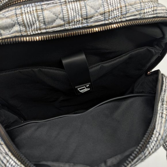 NATURALIZER quilted British Plaid Tech fabric women's backpack -Black/White - Picture 6 of 8